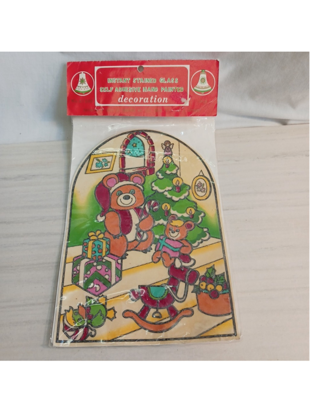 Vintage Instant Glass Self Adhesive Teddy Bear Christmas Gifts 1970s